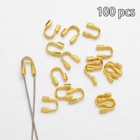100 vienetų U formos kilpos Vielos kabelio apsauga, sriegio karoliukai, papuošalų priedai beige