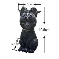 Juodo katino statula Paslaptingas mielas katinas Raganos katino figūrėlė Raganų dekoras Stalo ornamentas Rankomis tapyta skulptūra Helovinui gray