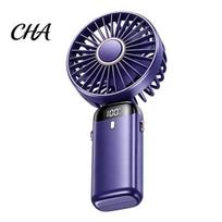 Portable Handheld Fan Foldable Fan, Rechargeable USB Mini Desk with 5 Speed, Cooling LED Display, Personal for Home Office Travel Quiet violetinė