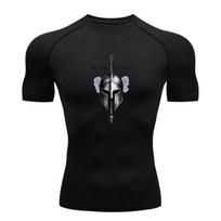 Men's Compression Fitness Sports T-Shirt, Spartan Helmet Arr L juoda