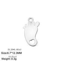 Teamer 5pcs Cute Baby Foot Heart Charms For Jewelry Making Stainless Steel Pendant Charms DIY Necklaces Bracelets Accessories white