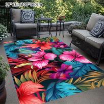 Tropical Palm Leaf Outdoor Area Rug Waterproof Non Slip Large Floor Mat Patio Balcony Deck Summer Tropical Home Decor Car 40x60cm 16x24inch