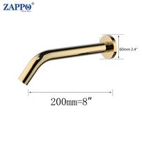 ZAPPO Bekontaktis vonios praustuvo maišytuvas Šaltas ir karštas vanduo Automatinis judesio jutiklis Baseino čiaupas maišytuvas su maišymo vožtuvu Montuojamas ant sienos brushed gold 200mm