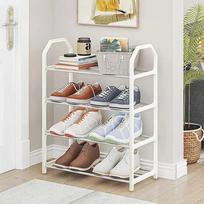 Simple trapezoidal shoe rack for home use, doorstep storage, shoe cabinet, balcony, four story rack gray