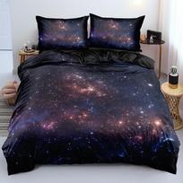 Prabangus Galaxy tamsiai mėlynas patalynės komplektas Viengulis, Dvigulis, Karalienės, Karaliaus dydžio Antklodės/Antklodės užvalkalų komplektas Blizgančios žvaigždės Žvaigždėtas dangus Antklodės užvalkalas AU Single(140x210cm)