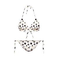 Pokemon Pikachu 3D spausdintas bikini maudymosi kostiumas su plastiko reljefiniu kaukolės dizainu paplūdimiui ir vasarai Lipstick white