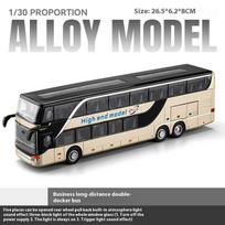 1:30 verslo tolimojo susisiekimo dviaukštis autobusas lydinio lieto metalo modelis autobusas vaikų edukacinis simuliacinis žaislas šventinės dovanos gray