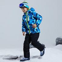 Šaunus žvaigždės vaikų slidinėjimo kostiumas - Šilta unisex striukė ir kelnės vienam/dvigubam lentai Size 8 (120-130 CM) blue