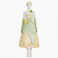 Frog Prince Princess Dress Halloween Tiana Costume Girls Cosplay Party Gown Green XXXL beige