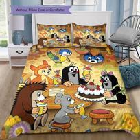 Krtek The Little Mole Color Umbrella Daisy Rain Bug Cartoon Print 3pcs Bedding Set Duvet Cover Pillowcases Kids Cartoon Home Textile For Children Fans 135x200cm beige