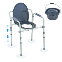 VEVOR Commode Chair, Bedside Commode with Wider Toilet Seat, 7-Level Adjustable Height, 5.8L Removable Bucket, Easy to Assemble, 350 LBS Capacity