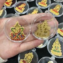 Gold 999 Eight Guardian Deities Zodiac Buddha Bodhisattva Phone Sticker - Gold Leaf Peace Protection Card brown