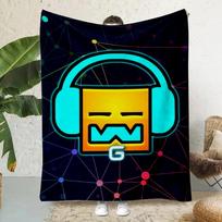 Geometry Dash vaizdo žaidimo margintas pledas Pledai iškylai Šiltas pledas Minkštas ir patogus pledas Namams Kelionėms Gimtadienio dovana 75x90cm blue