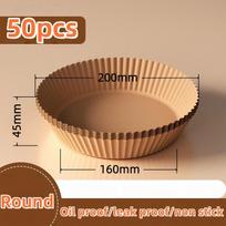 Kvadratiniai ir apvalūs oro gruzdintuvės pergamentiniai įdėklai - Aliejui ir vandeniui atsparus vienkartinis popierius 50pcs Round
