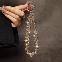 FOR High-end Phone Chain Crystal Water Drop Hanging Chain Hand-beaded Lanyard Short Wrist Chain High-End Women's Style auksinė