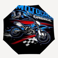 Visureigių motociklų tema Automatinis skėtis, Lengvas ir nešiojamas, 8 šonkauliai, Puikiai tinka kelionėms lauke, Gimtadieniams, Kalėdoms, Dovanoms. Three-fold umbrella blue
