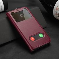Genuine Leather Flip Phone Case IPhone 13 14 15 16 Pro Max Business Style Protective Cover With Window Cutout iPhone 16 bordinė