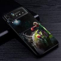 Cell Phone Case for Samsung Galaxy Z Flip4 Flip3 5G Black Coque Z Flip 3 Hard PC Cover Zflip3 Funda Little Prince Watercolor Art Samsung Z Flip4 5G
