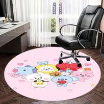 BT21 Kpop Kėdės kilimėlis Apvalus kilimas - Biuro kilimas, Skalbiamas mašinoje, Neslystantis, Tinka svetainėms, Miegamiesiems 120cm gray