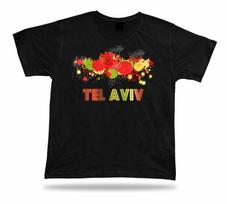 Tel Aviv Israel skyline city cloroful desin unique souvenir T shirt gift tee 4XL red