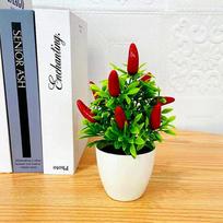 Plastic Foam Artificial Fruit Potted Bonsai Tree for Home and Garden pepper gray