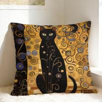 Gustav Klimt Art Pillowcases  Retro Trendy Pillow Case For Living Room Bed Chair Comfy Pillow Cover 30cmx30cm black