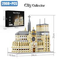 City Notre-Dame de Paris Architectural Kit Building Blocks Mini Bricks Set Cologne Cathedral Collectible Church Model Toys Gifts gray