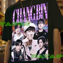 Changbin Retro Kpop Shirt: Stray Kids Idol Unisex Cotton Tee 150 gray