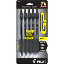 Pilot G2 Retractable Premium Gel Ink Rollerball Pen 5-Pack juoda