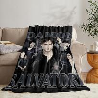D-damon Salvatore Throw Soft Flannel Throw Summer Blanket Lightweight Cozy Nap Blanket for Sofa Bed Travel Size: 75*100cm, Weight: 230 GSM gray