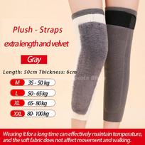 Winter Warm Wool Kneepad Thick Leg Guard Cashmere Knee Protector Long Thermal Wraps for Old People 1 Pair M 35-50 kg gray