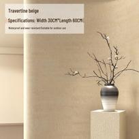 Porceliano travertino išvaizdos lipni sienos lipdukas: Atsparus vandeniui, drėgmei sienų dekoras renovacijai. 3 pieces 30x60cm beige