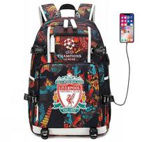 Futbolo kuprinė vyrams ir moterims - Dortmundo „Manchester City“ „Liverpool FC“ gerbėjų sportinis krepšys su USB prievadu 36-55L black
