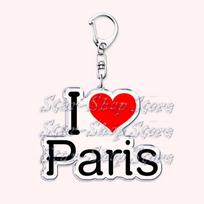 Retro France I Love Paris Eiffel Tower Keychains French Stamps Keyring for Accessories Bag Key Chain Jewelry Fans Friends Gifts red