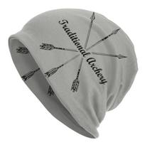 Custom Traditional Archery Beanie Cap Unisex Bonnet Knitting Hats Outdoor Ski Hunter Archer Bow Hunting Skullies Beanies Caps One Size gray