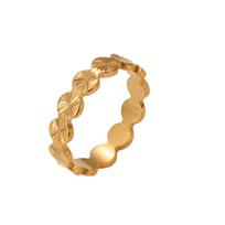 Vintage Gold Light Luxury Ring, Titanium Steel Non-fading Plain Ring, Female Niche Setting, Student Ring Ins Tide 8 beige