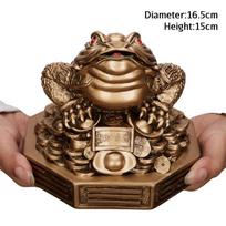 Kinų stiliaus Feng Shui auksinis rupūžė su judančia moneta burnoje Turto ir sėkmės ornamentas Turtingumo figūrėlė Namų biuro stalo dekoras black