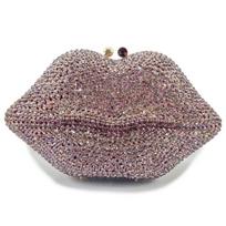 2025 Luxury Lip Clutch Diamond Evening Bag Christmas Gift Women's Evening Bag Wallet Wedding Gold and Silver Stone Handbag rožinė
