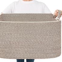 Daugiafunkcinis sulankstomas rankų darbo pintas laikymo krepšys žaislams ir drabužiams, didelės talpos 22L (38x25x23)
