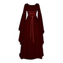 Majestic Long Bell Sleeve Women's Vintage Dress For Comic-con And Carnivals WineRed,M brown