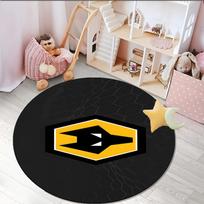 1PC round rug Wolves Football Club Emblem Printed Round Area Rug ,Rug For Home Office, Round Chair Rug, Decorative Carpet Fan gifts Christmas gift Diameter 60cm