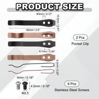 2Set Deep Carry Pocket Clip 2.6 (66mm) Length Universal Folding Knife Pocket Back Clip with Screws Man Knife Replacement Parts