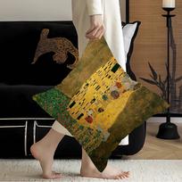 The Kiss Gustav Klimt Painting Cushion Cover Inches Farmhouse Decor Home Throw Pillow Covers For Couch Decorations 50cmx50cm(20x20Inch) brown