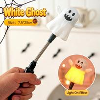 LED Halloween Pumpkin Hand Shaker Flashlight Halloween Glowing Light Decor Day The Dead Mexico Halloween Party Kid's Torch White Ghost