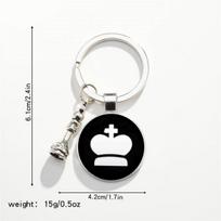 International Chess Gratitude Gem Keyring Pendant white
