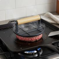 Hamburger Patty Press Non Maker Dishwasher Square Burger for Grilling, BBQ Blk Round Meat Press gray