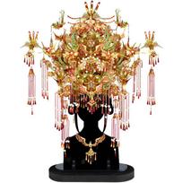 Piececool 3D Effect Shanhaijing Phoenix Crown Collection 12 Phoenix Crown Nine Heavens Green Feather Crown Model Kits P399-GR beige