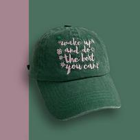 Women‘s Washed Cotton Baseball Cap Embroidery Letters Snapback Peaked Hat For Lady Girl JK Korean Y2K Outdoor Sun Visors Hats žalia