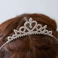 Kids Rhinestone Crown Headband Adorable Princess Hair Band One Size gray