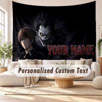 Custom Name Wall Hanging Tapestry,Death Note Decorative Backdrop Tapestry For Dorm Home 100cmx150cm black